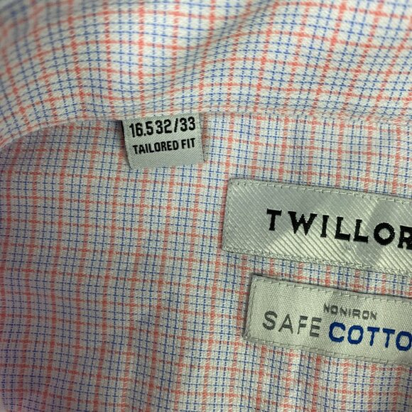 Twillory Shirt Men's 16.5 32/33 White Blue Pink Button Down Performance Non Iron - Picture 6 of 14